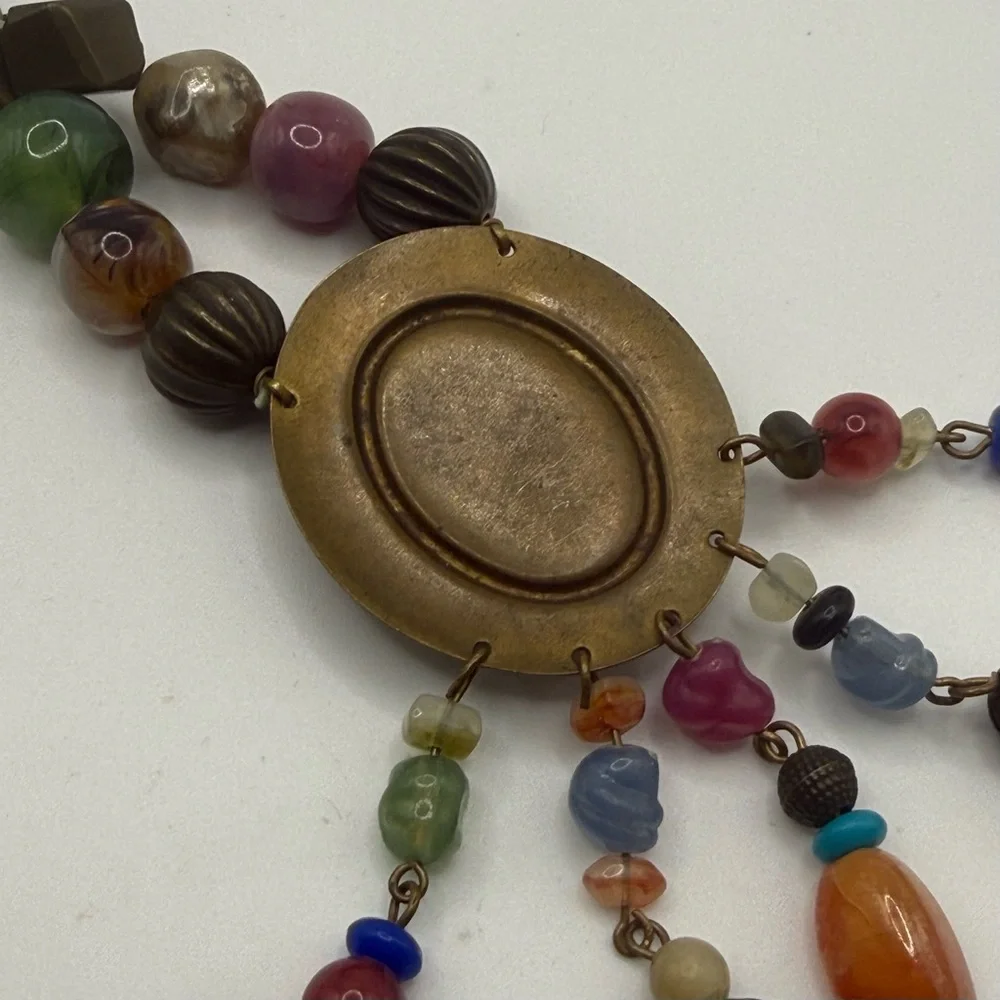 Vintage early‎ 1900s beaded pendant Necklace 18